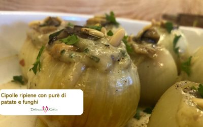 Cipolle ripiene con purè di patate e funghi